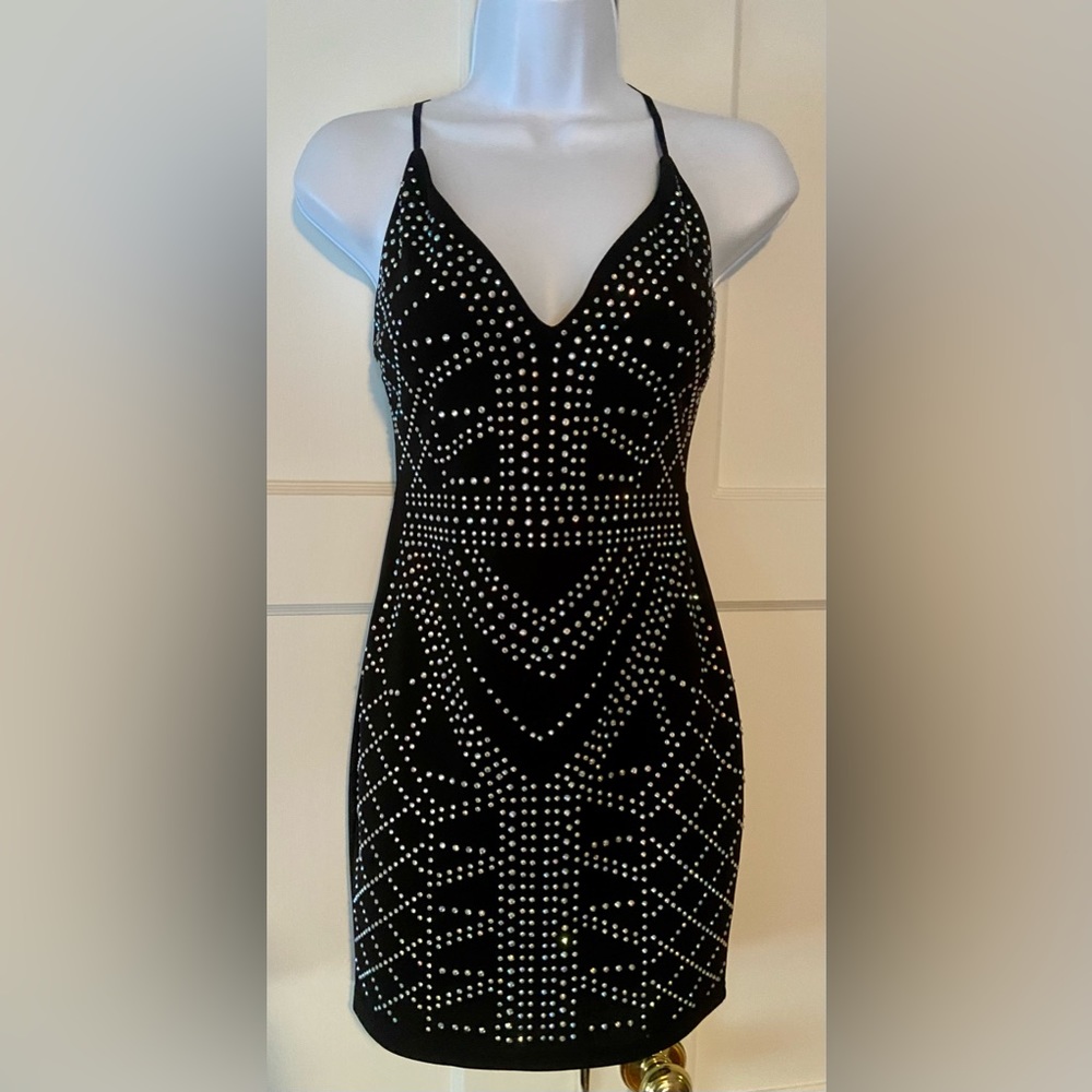 **FINAL OFFER** A Peach Rhinestone Mini Club Dress